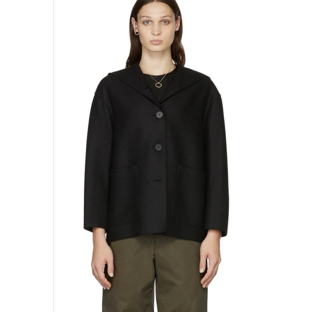 Harris Wharf London Women's Pressed Wool Oversized Hooded Jacket Coat-Size 42/6